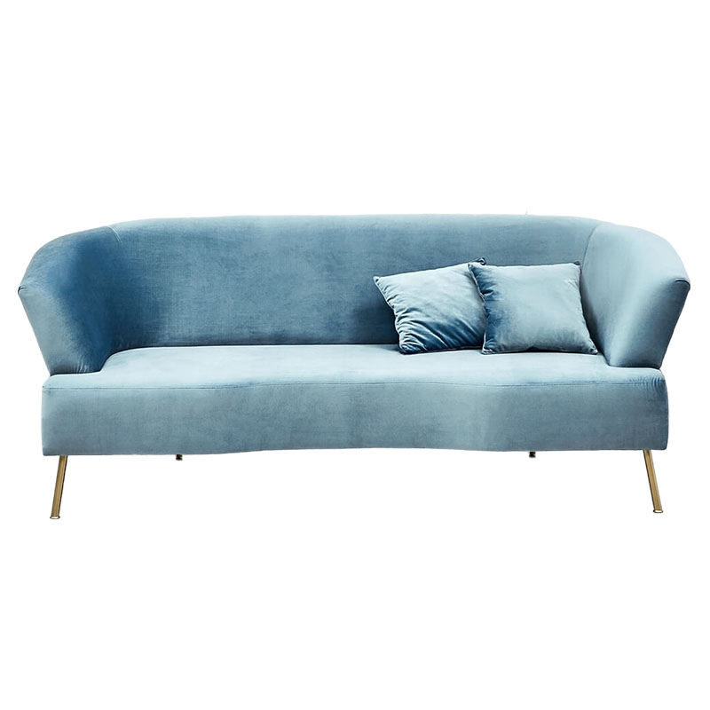 Диван с мягкой обивкой из ткани голубой Thomas Sofa Голубой Бронза Диван с мягкой обивкой из ткани голубой Thomas Sofa Голубой Бронза в Барнауле | Loft Concept