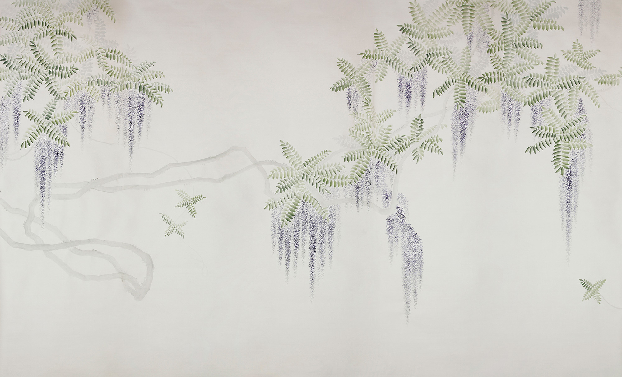 Обои в японском стиле Wisteria Lavender on Natural Mica metallic silk Обои в японском стиле Wisteria Lavender on Natural Mica metallic silk - постер Loft-Concept в Барнауле