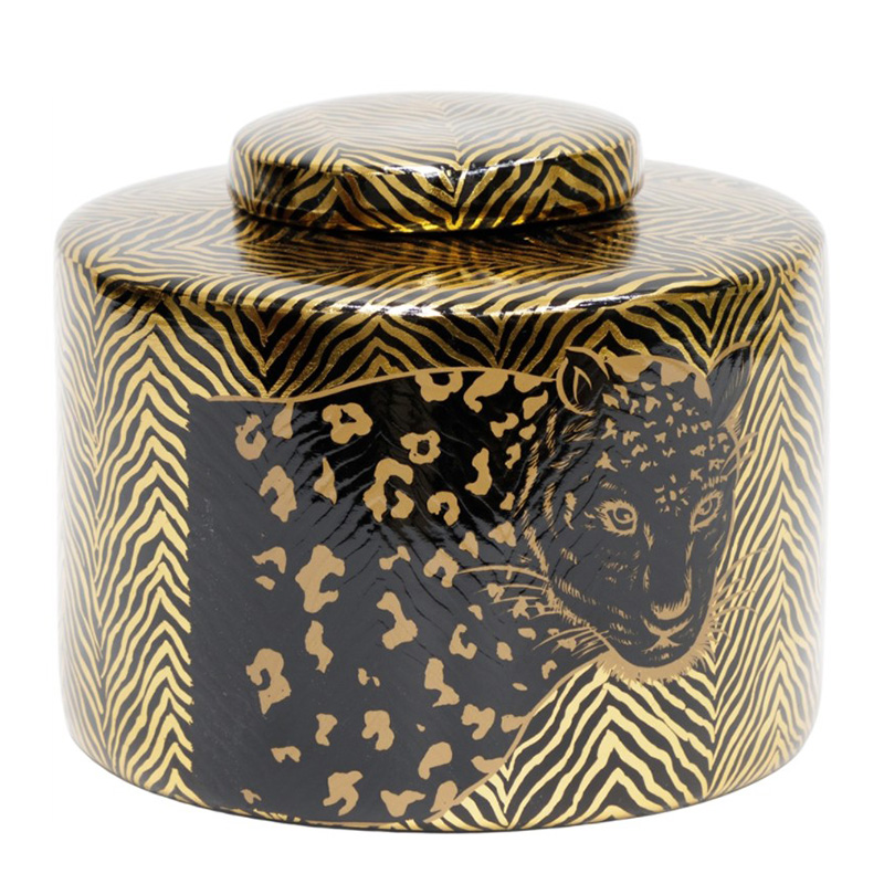 Ваза Leopard Vase black and gold 18 Черный Золотой Ваза Leopard Vase black and gold 18 Черный Золотой в Барнауле | Loft Concept