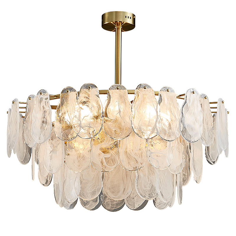 Люстра Maat Textured Glass Chandelier Глянцевое золото Белое матовое стекло Люстра Maat Textured Glass Chandelier Глянцевое золото Белое матовое стекло в Барнауле | Loft Concept