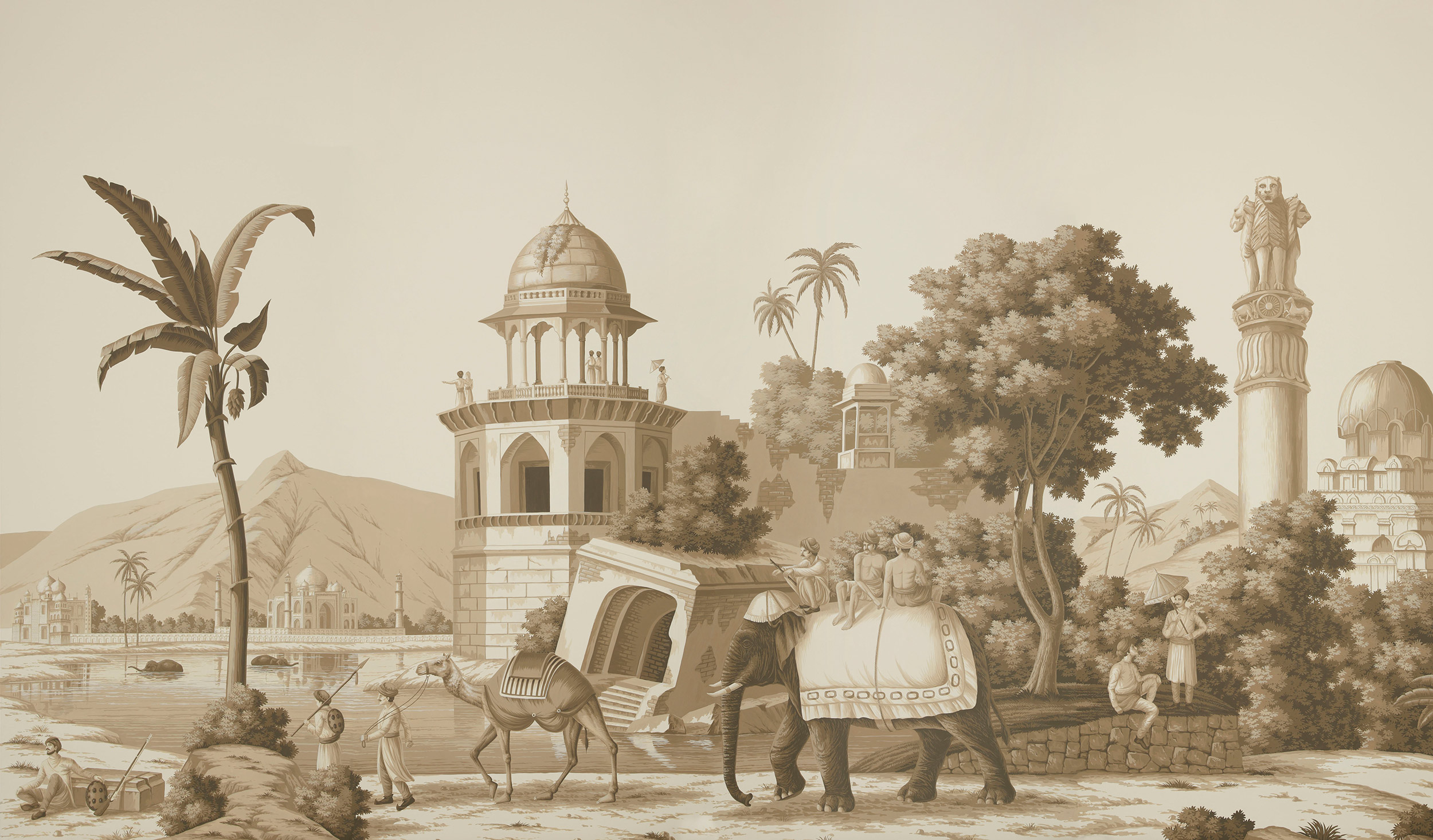 Обои ручная роспись Early Views of India Sepia on scenic paper Обои ручная роспись Early Views of India Sepia on scenic paper - постер Loft-Concept в Барнауле
