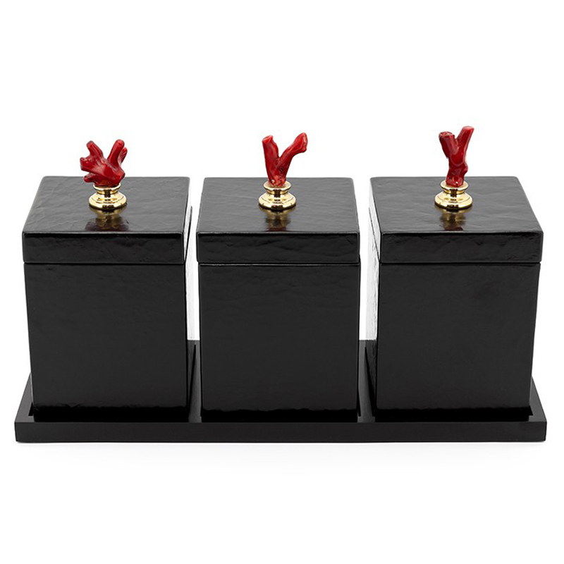 Набор шкатулок BOX KRIZIA SET3PCS Черный Красный Набор шкатулок BOX KRIZIA SET3PCS Черный Красный в Барнауле | Loft Concept
