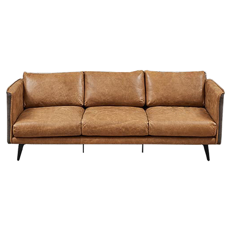 Диван Caramel Leather & Textiles Triple Sofa Карамель Черный Бежево-серый в Барнауле | Loft Concept 