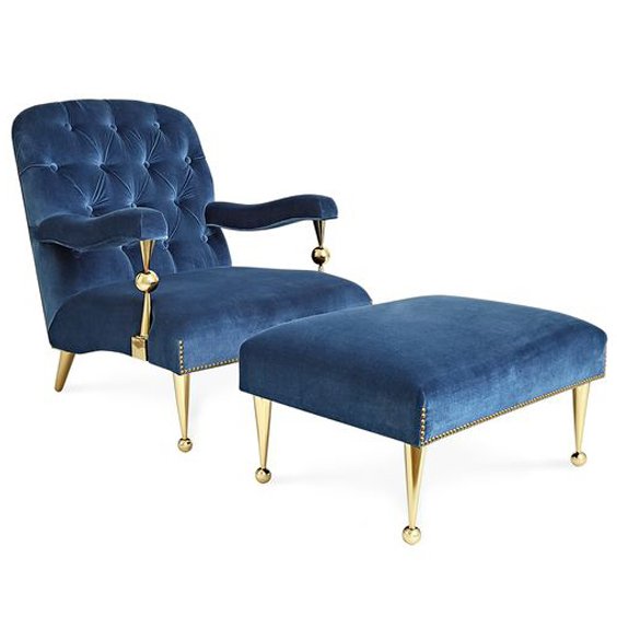 Кресло Jonathan Adler Caracas Chair Латунь Синий Кресло Jonathan Adler Caracas Chair Латунь Синий в Барнауле | Loft Concept