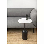 Кофейный столик с белой мраморной столешницей на черном основании Tall Coffee Black and White Table варинант исполнения - 2 | Loft Concept в Барнауле