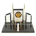 Настольный письменный набор из мрамора и змеевика с гербом России Marble Accessory варинант исполнения - 1 | Loft Concept в Барнауле