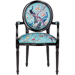 Полукресло из массива бука бирюзовое с изображением птиц и цветов Turquoise Chinoiserie Garden Chair варинант исполнения - 1 | Loft Concept в Барнауле