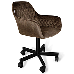 Стул с мягкой коричневой обивкой из велюра и подъемно-поворотным механизмом на черных колесиках Harper Brown варинант исполнения - 1 | Loft Concept в Барнауле