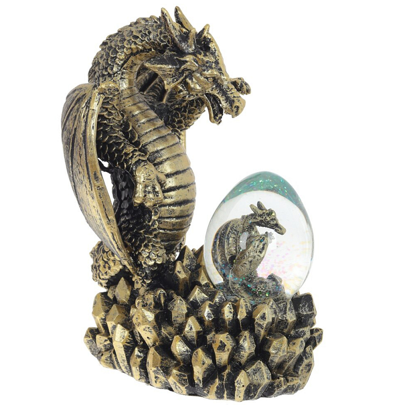 Декоративная статуэтка Дракон и стеклянное яйцо Dragon and Glass Egg Gold Black Золотой Черный Прозрачное Стекло Декоративная статуэтка Дракон и стеклянное яйцо Dragon and Glass Egg Gold Black Золотой Черный Прозрачное Стекло в Барнауле | Loft Concept