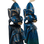 Комплект из 2-х деревянных статуэток Asmat Straw Headdress Statuettes Blue варинант исполнения - 9 | Loft Concept в Барнауле
