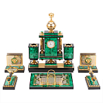 Настольный письменный набор из малахита и долерита с декором в виде герба России Leader Organizer варинант исполнения - 1 | Loft Concept в Барнауле