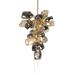 Люстра подвесная вытянутой формы с плафонами из стекла и металла с двумя вертикальными подвесками Gilded Mirage  варинант исполнения - 1 | Loft Concept в Барнауле