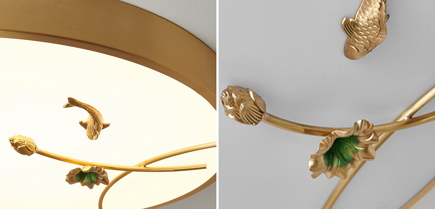 Круглый потолочный светильник Gold Fish Round Ceiling Lamp Золотой Круглый потолочный светильник Gold Fish Round Ceiling Lamp Золотой - Loft-Concept в Барнауле