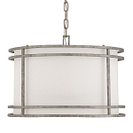 Подвесной светильник в виде барабана с тканевым абажуром и металлическим каркасом Warm Glow варинант исполнения - 3 | Loft Concept в Барнауле