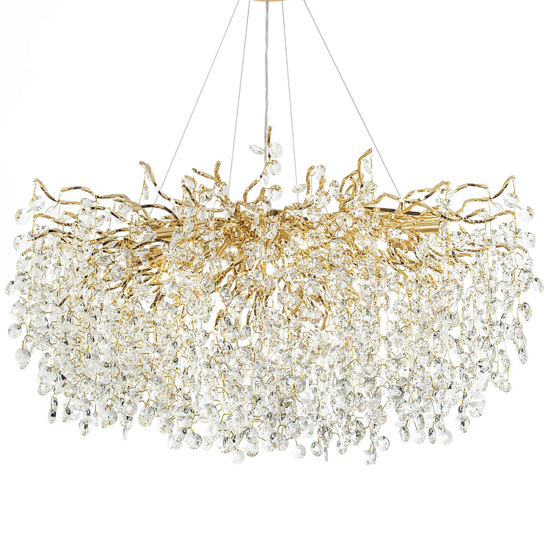 Люстра с хрустальными подвесками на металлических ветках Fairytree Light Gold Chandelier 18 Золотой Прозрачный Люстра с хрустальными подвесками на металлических ветках Fairytree Light Gold Chandelier 18 Золотой Прозрачный в Барнауле | Loft Concept