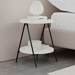 Стол приставной с 2-мя круглыми белыми столешницами ESSEL SIDE TABLE WHITE варинант исполнения - 7 | Loft Concept в Барнауле