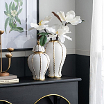 Ваза с золотыми полосами на белом фоне Chinoiserie Ceramics варинант исполнения - 1 | Loft Concept в Барнауле