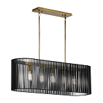 Люстра подвесная овальной формы с металлическим решетчатым абажуром матово-черного цвета и 5 лампами Kichler варинант исполнения - 2 | Loft Concept в Барнауле