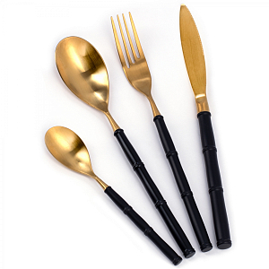 Столовые приборы Bamboo Gold and Black