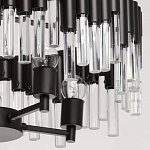 Люстра круглая из матового черного металла с подвесками из прозрачных стеклянных трубок Noir Tubes варинант исполнения - 5 | Loft Concept в Барнауле