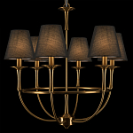 Люстра на металлическом основании бронзового цвета с 6-ю черными конусовидными абажурами Dignity варинант исполнения - 7 | Loft Concept в Барнауле