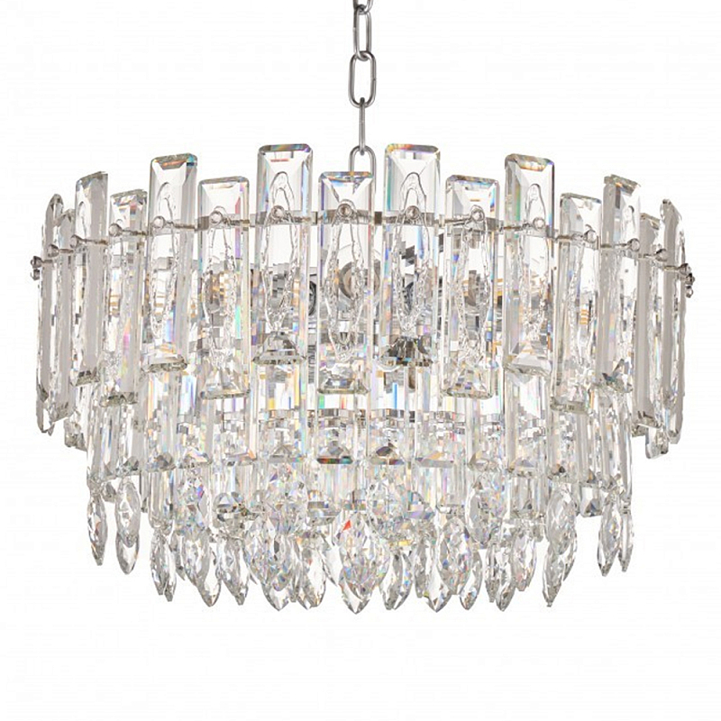 Круглая люстра с хрустальными подвесками на серебряном каркасе Gorgeous Crystal Light Хром Прозрачный Круглая люстра с хрустальными подвесками на серебряном каркасе Gorgeous Crystal Light Хром Прозрачный в Барнауле | Loft Concept