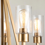 Люстра цвета латунь с 5-ю цилиндрическими плафонами из прозрачного пузырчатого стекла Kichler варинант исполнения - 4 | Loft Concept в Барнауле