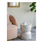 Приставной столик с мозаичным рисунком из раковин устриц Bone Inlay варинант исполнения - 6 | Loft Concept в Барнауле