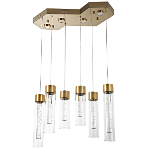 Люстра c 6-ю стеклянными плафонами золото Sparkling Bubbles Tube Gold Hanging Lamp