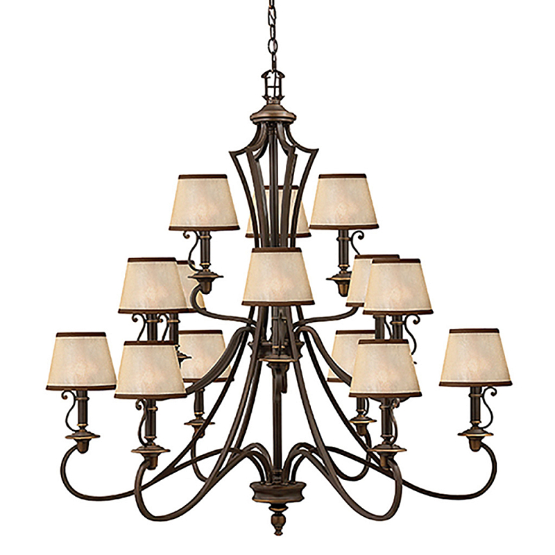 Люстра бронзового цвета с бежевыми абажурами из органзы в классическом стиле Hinkley Бронза Бежевый в Барнауле | Loft Concept 