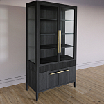 Витрина Primo со стеклянными фасадами и буфетом шпон Черный дуб варинант исполнения - 3 | Loft Concept в Барнауле