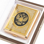Портсигар на 20 сигарет с гравировкой Герба России в подарочной коробке Metal Cigarettes Cases варинант исполнения - 4 | Loft Concept в Барнауле