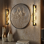 Бра вертикальное черного цвета с золотыми кругами и квадратами Gravyura варинант исполнения - 6 | Loft Concept в Барнауле