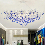 Люстра овальная с синими стеклянными подвесками в форме капель FAIRYTREE Light варинант исполнения - 4 | Loft Concept в Барнауле