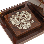 Настольный письменный набор с часами в виде пирамиды из природного камня обсидиана Pyramid of Time варинант исполнения - 3 | Loft Concept в Барнауле