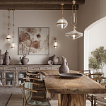 Подвесной светильник с прямоугольными и овальными элементами и акцентом из натурального камня Tectona  варинант исполнения - 7 | Loft Concept в Барнауле