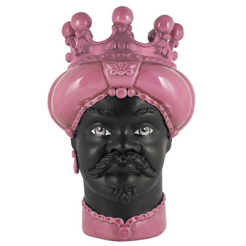 Ваза Vase Moro Man Crown Dark Pink Черный Розовый в Барнауле | Loft Concept 
