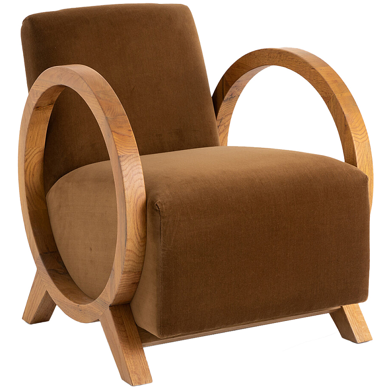 Кресло с круглыми деревянными подлокотниками Modesto Chair Коричневый Древесина Кресло с круглыми деревянными подлокотниками Modesto Chair Коричневый Древесина в Барнауле | Loft Concept