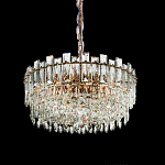 Круглая люстра с хрустальными подвесками на золотистом каркасе Gorgeous Crystal Light варинант исполнения - 6 | Loft Concept в Барнауле