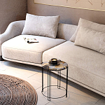 Стол журнальный круглый со столешницей из стекла Gold and Black Marble варинант исполнения - 5 | Loft Concept в Барнауле