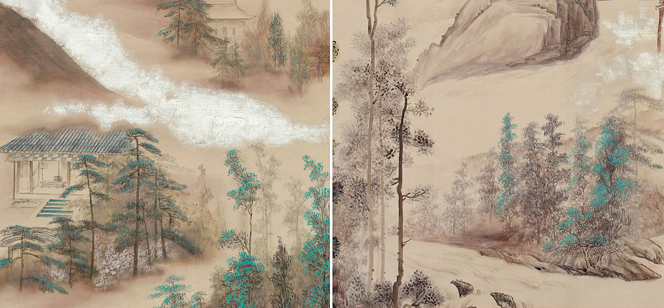 Обои ручная роспись Mountains Above Clouds Colourway SC-234 on Raw Silk dyed silk Обои ручная роспись Mountains Above Clouds Colourway SC-234 on Raw Silk dyed silk - Loft-Concept в Барнауле