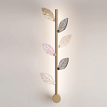 Бра с золотистой вертикальной трубкой и декоративными прозрачными листьями из стекла Sylva  варинант исполнения - 2 | Loft Concept в Барнауле