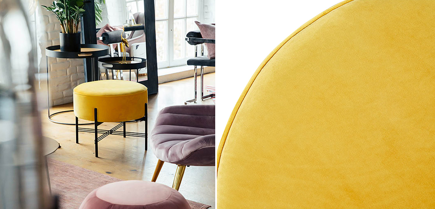 Пуф желтый велюровый Sanjay Velour Pouf Yellow Пуф желтый велюровый Sanjay Velour Pouf Yellow - Loft-Concept в Барнауле