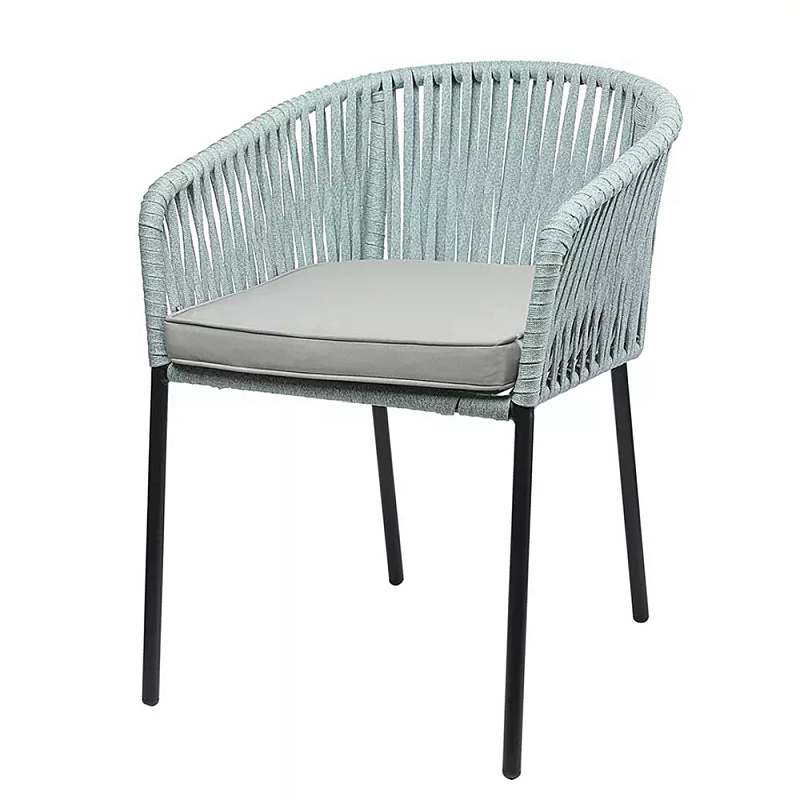 Стул с декором в виде плетеных лент на спинке и подлокотниках Semicircular Chair Decorated with Ribbons Бежевый Голубой Стул с декором в виде плетеных лент на спинке и подлокотниках Semicircular Chair Decorated with Ribbons Бежевый Голубой в Барнауле | Loft Concept