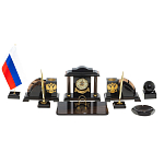 Настольный письменный набор с часами из природного камня обсидиана National Еmblem варинант исполнения - 1 | Loft Concept в Барнауле