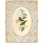 Декоративный постер с изображением птиц в раме с рельефным растительным узором Blooming Birds Poster варинант исполнения - 9 | Loft Concept в Барнауле