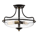 Потолочный светильник со стеклянным плафоном на изогнутых кронштейнах Quoizel  варинант исполнения - 15 | Loft Concept в Барнауле