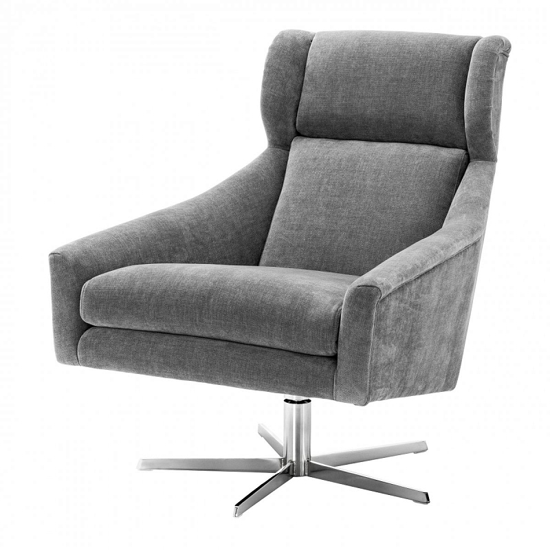 Кресло Eichholtz Swivel Chair Nara Никель Серый Кресло Eichholtz Swivel Chair Nara Никель Серый в Барнауле | Loft Concept