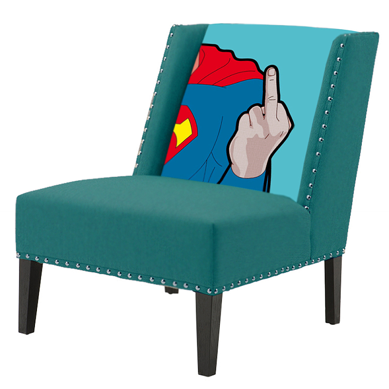 FUN Armchair "Superman fuck off" Turquoise Дизайнерское кресло с цветным принтом Бирюзовый FUN Armchair "Superman fuck off" Turquoise Дизайнерское кресло с цветным принтом Бирюзовый в Барнауле | Loft Concept