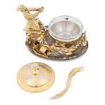 Икорница с декором "Емеля" с гравировкой на подставке из натурального камня Агат Decorative Cavair Dishes варинант исполнения - 2 | Loft Concept в Барнауле